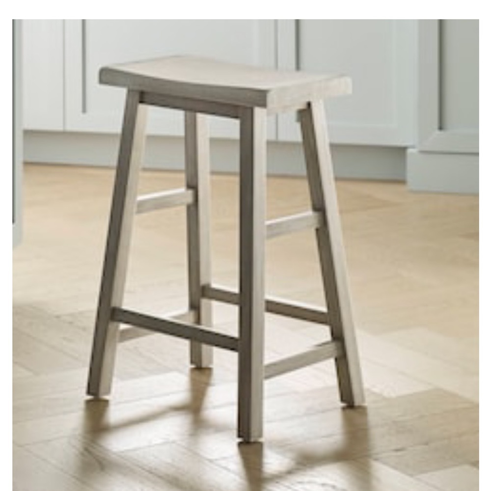Allen + Roth saddle seat bar stool rustic white finish contoured seat